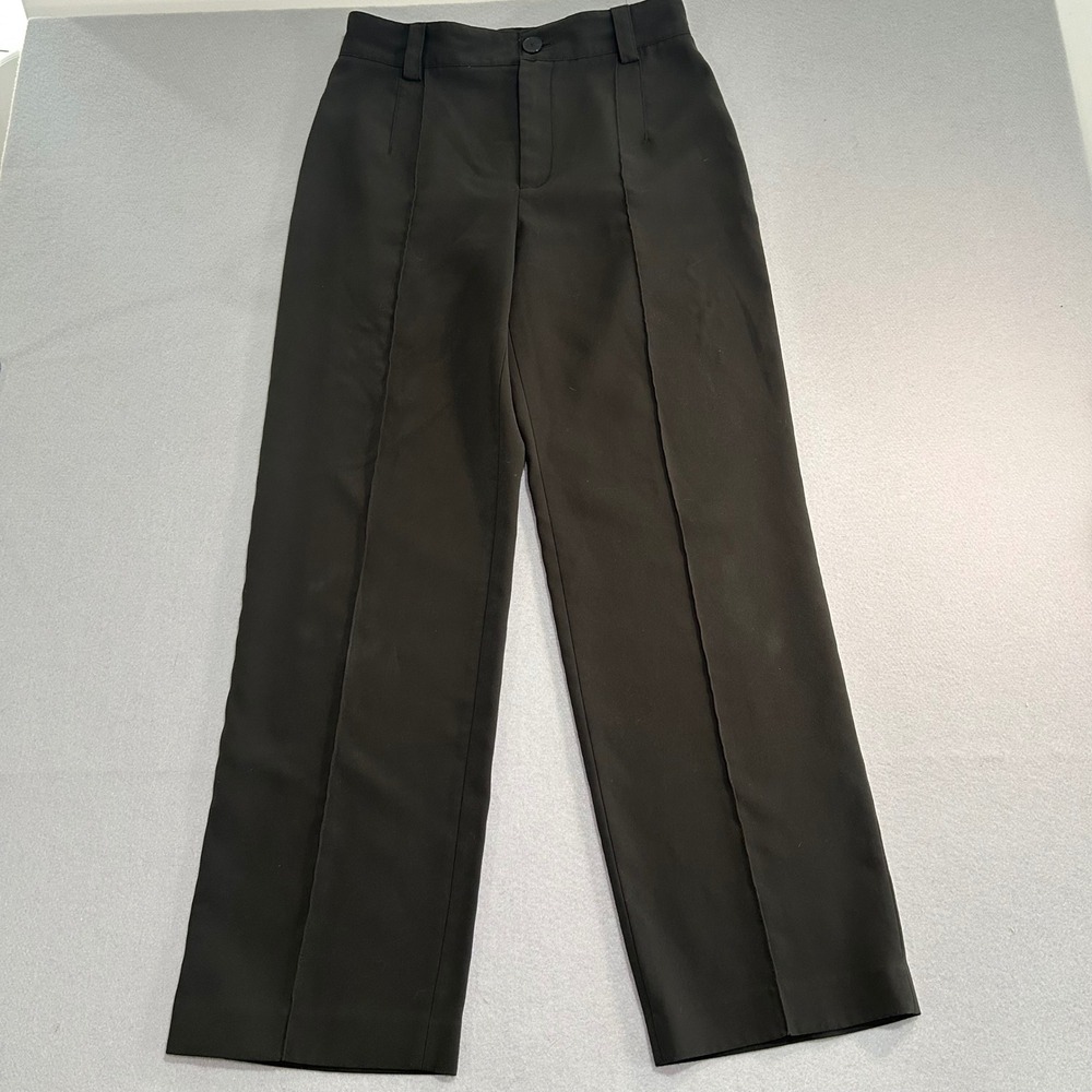 Zara Trousers Women Large Hunter Green Wide Leg High Waisted Seam Dress Pants